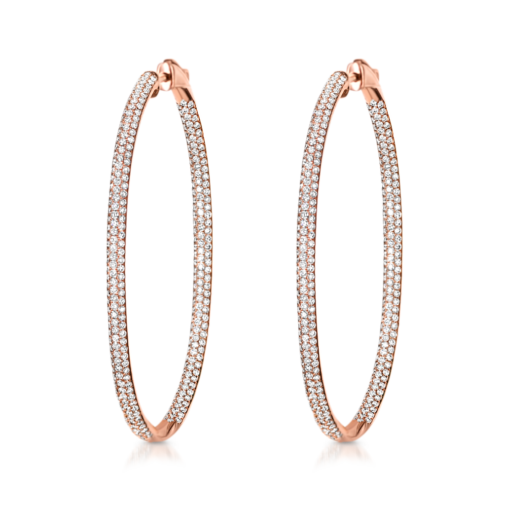 JeenMata Alluring Half Eternity - 0.7 Carat Round Shape Diamond - Pave  Channel - Chunky Hoop Earrings - 18K White Gold Plating over Silver -  Walmart.com