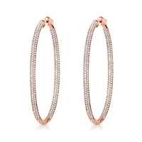 2 CT Round Cut Diamond 925 Sterling Sliver Cluster Party Wear Large Hoop Earrings