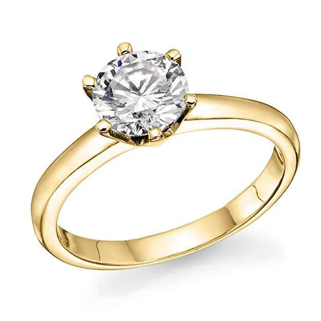 1/2CT Brilliant Round Cut Diamond 14k Yellow Gold Over Solitaire Engagement Ring - atjewels.in