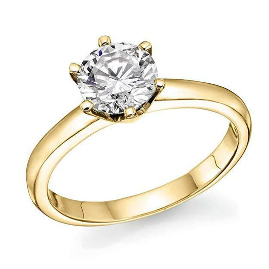 1/2CT Brilliant Round Cut Diamond 14k Yellow Gold Over Solitaire Engagement Ring - atjewels.in