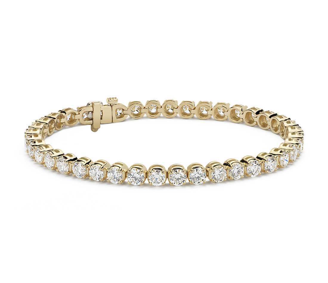 3 CT Round Cut Diamond Solid 14k Yellow Gold Over 7" Women's Tennis Bracelet - atjewels.in