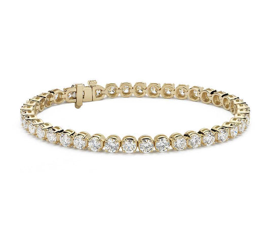 3 CT Round Cut Diamond Solid 14k Yellow Gold Over 7" Women's Tennis Bracelet - atjewels.in