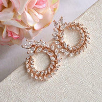 3 CT Marquise Cut Diamond 14k Solid Rose Gold Over Wedding Circle Stud Earrings - atjewels.in