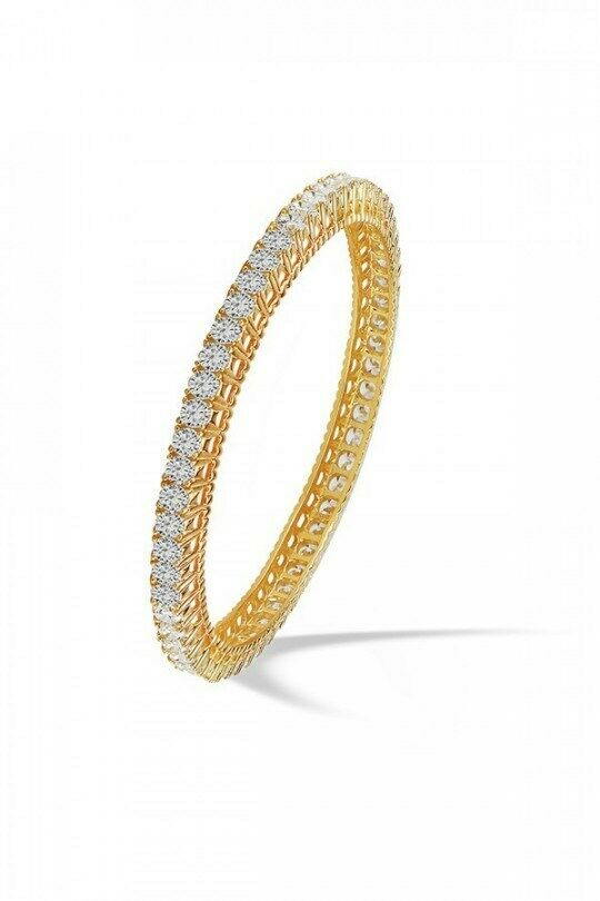 14k Yellow Gold Over 4CT Round Cut Diamond Full Eternity Wedding Bangle Bracelet - atjewels.in