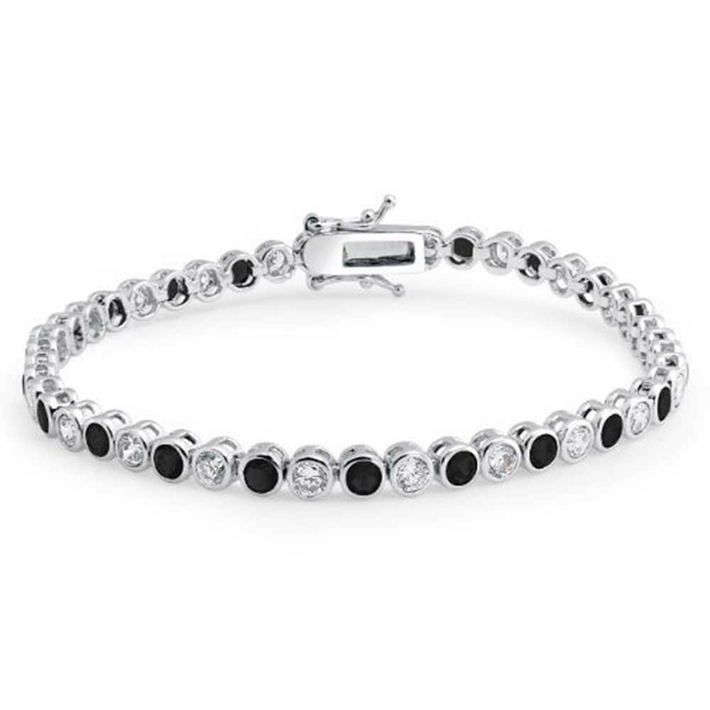 Bezel Set 3 Ct Round Cut Diamond 14k White Gold Over 7" Tennis Women's Bracelet - atjewels.in