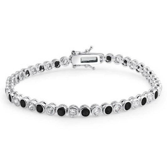 Bezel Set 3 Ct Round Cut Diamond 14k White Gold Over 7" Tennis Women's Bracelet - atjewels.in
