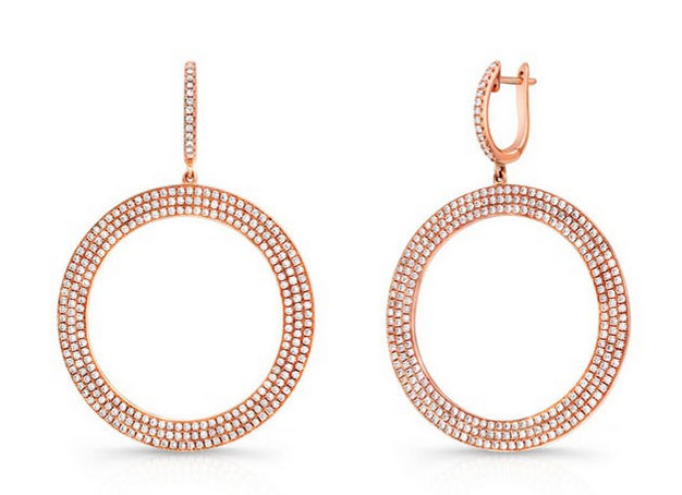 925 Sterling Silver 4 CT Round Cut Diamond Cluster Double Circle Hoop Earrings