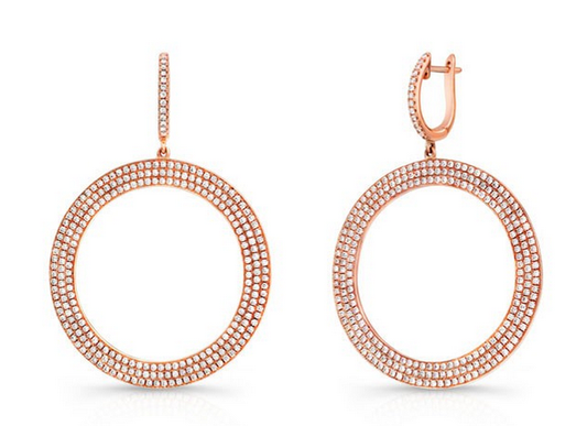 925 Sterling Silver 4 CT Round Cut Diamond Cluster Double Circle Hoop Earrings