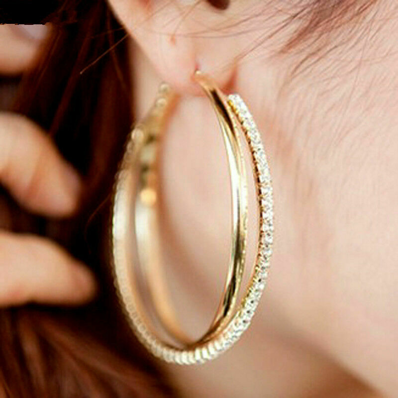 1 CT Round Cut Diamond 925 Sterling Silver Party Wear Large Hoop Earrings - atjewels.in