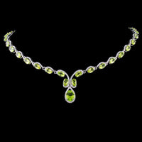 35 CT Oval Cut Peridot 14k White Gold Over Diamond Tennis 16'' Wedding  Necklace - atjewels.in