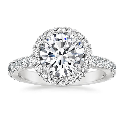 Solid 14k White Gold Over 2 CT Round Cut Diamond Halo Engagement Women's Ring - atjewels.in