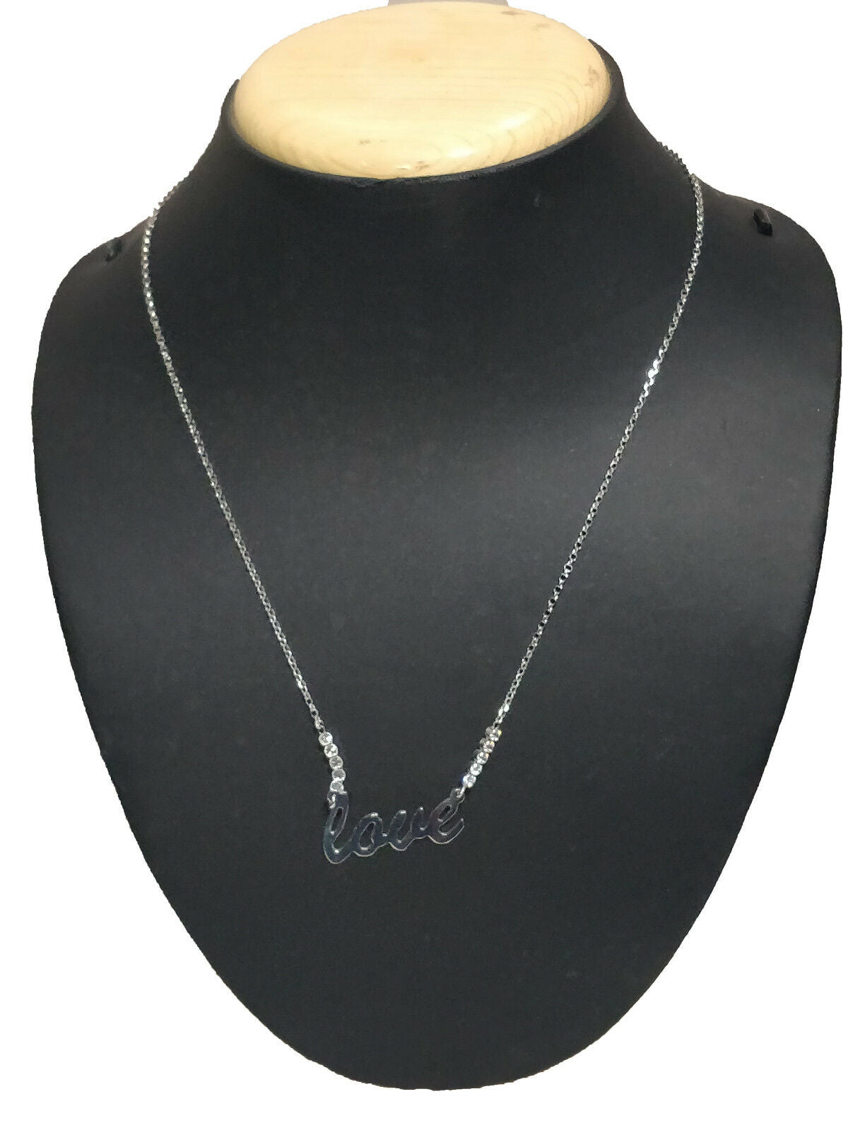 14k White Gold Over Round Cut  Diamond Love Pendant 16" Adjustable Necklace - atjewels.in