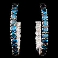 2 CT Round Cut London Blue Topaz 14k White Gold Over In-Outside Hoop Earrings - atjewels.in