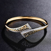 2 CT Round Diamond 14k Yellow Gold Over Filigree Bypass Wedding Bangle Bracelet - atjewels.in