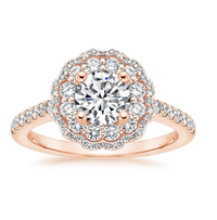 14k Rose Gold Over 2 CT Round Cut Diamond Double Halo Engagement Women's Ring - atjewels.in