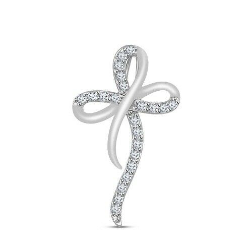 925 Sterling Silver Round Cut Diamond Infinity Cross Wedding Religious Pendant
