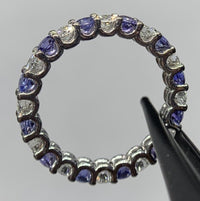 2 CT Round Cut Blue Sapphire Diamond 925 Sterling Silver Women Anniversary Band Ring
