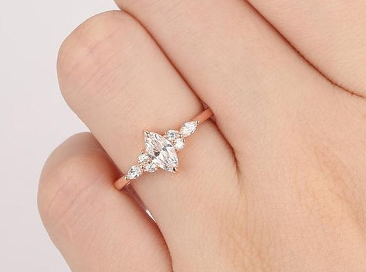 1 CT Marquise Cut Diamond 925 Sterling Silver Engagement Ring Gift For Women