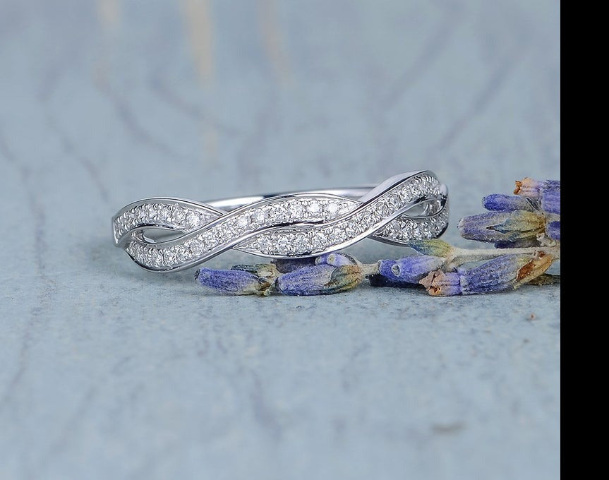 0.75 Ct Round Cut White Diamond Infinity Promise Gift Ring In 925 Sterling Silver