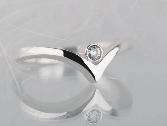 1.20 CT Round Cut White Gold Over On 925 Sterling Silver Curved Promise Ring