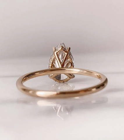 3 CT Pear Cut Rose Gold Over On 925 Sterling Silver Solitaire Anniversary Ring
