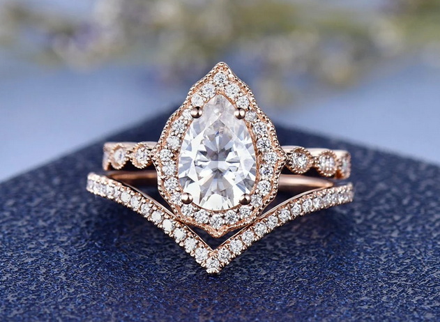 Pear Shaped Diamond Engagement Ring with Hidden Diamond Halo in Yellow –  Concierge Diamonds