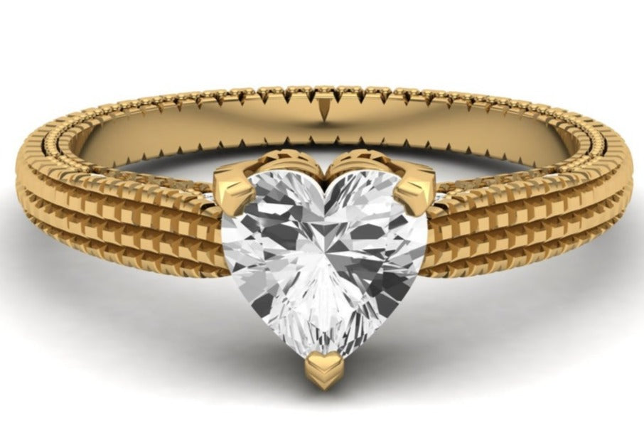 1 CT 925 Sterling Silver Heart Cut Diamond Women Gift Anniversary Ring
