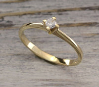 0.25 CT Round Cut Diamond 14K Yellow Gold Over 925 Sterling Silver Unique Engagement Solitaire Ring