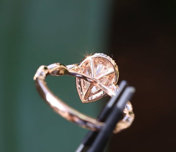 1 CT Pear Cut Diamond 925 Sterling Silver Halo Women Twisted Promise Ring