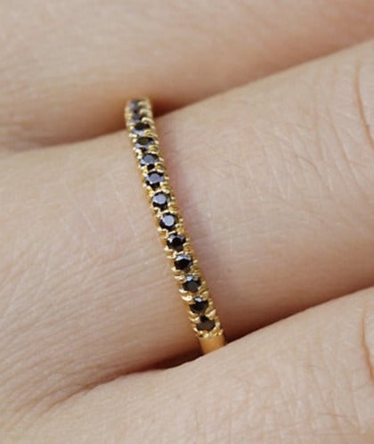 0.15 CT Round Cut Black Cubic Zirconia Diamond 925 Sterling Sliver Women Anniversary Promise Band Ring