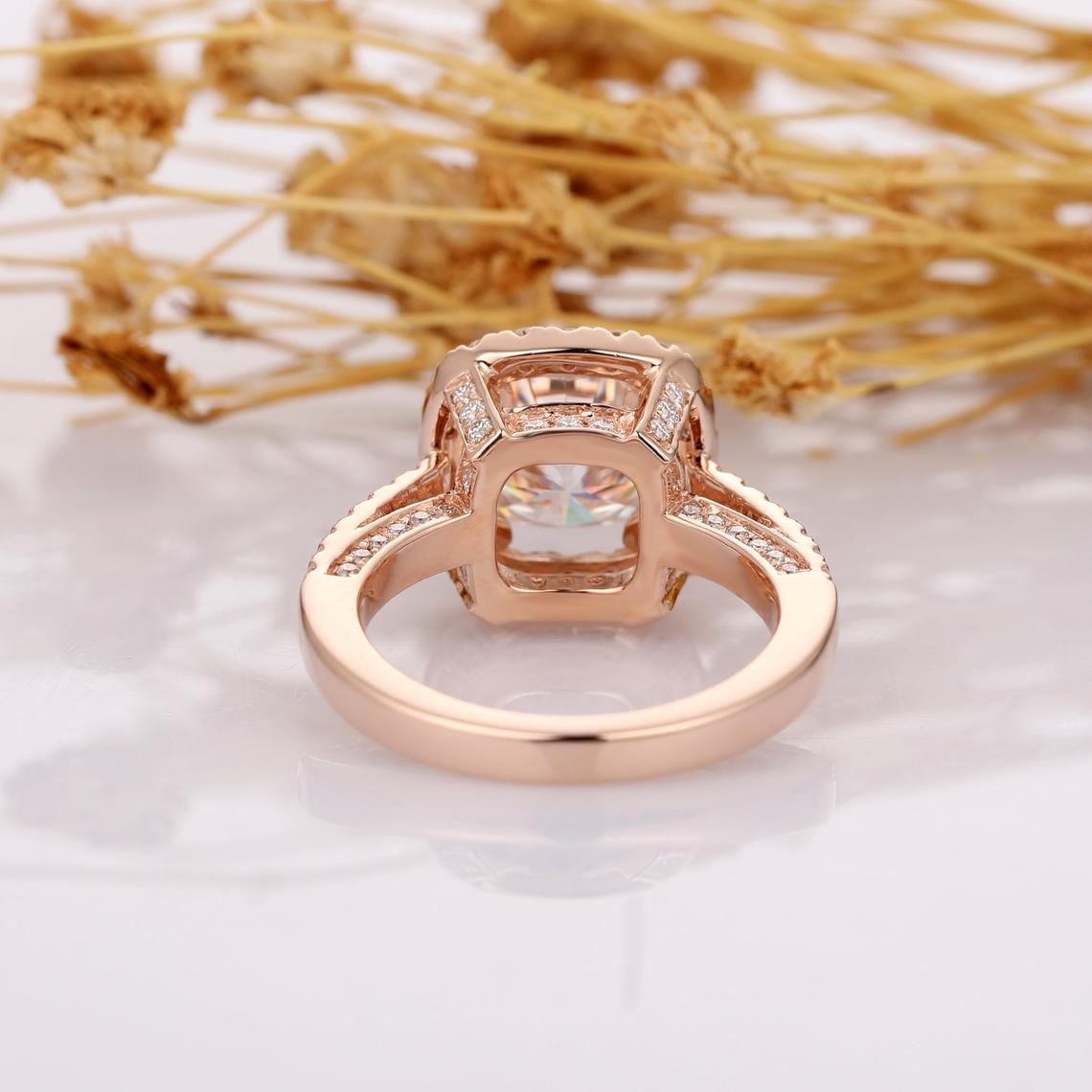 2 CT Cushion Cut Diamond 14k Rose Gold Over Women Halo Anniversary Gift For Her - atjewels.in