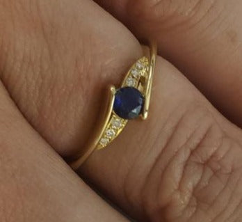 2 CT Round Cut Blue Sapphire Diamond 925 Sterling Silver Women Engagement Bypass Ring