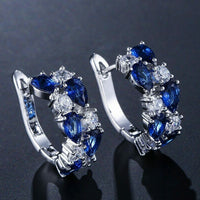 Pear Cut Blue Sapphire 2.00 Ct Women's Huggie Hoop Earrings 14K White Gold Finish On 925 Silver