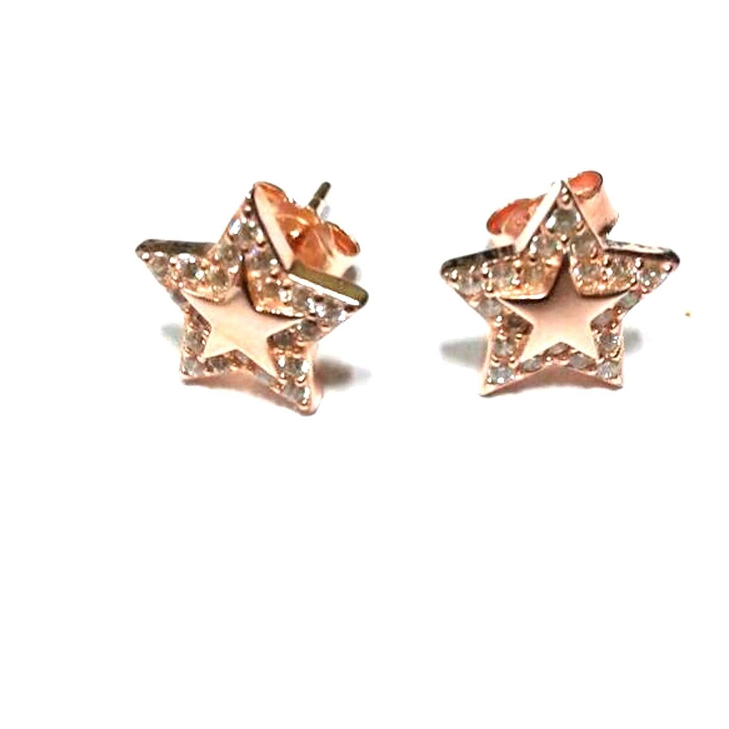 atjewels Round Cut White CZ 14k Rose Gold Over 925 Sterling Silver Star Stud Earrings For Girl's and Women's For MOTHER'S DAY SPECIAL OFFER - atjewels.in