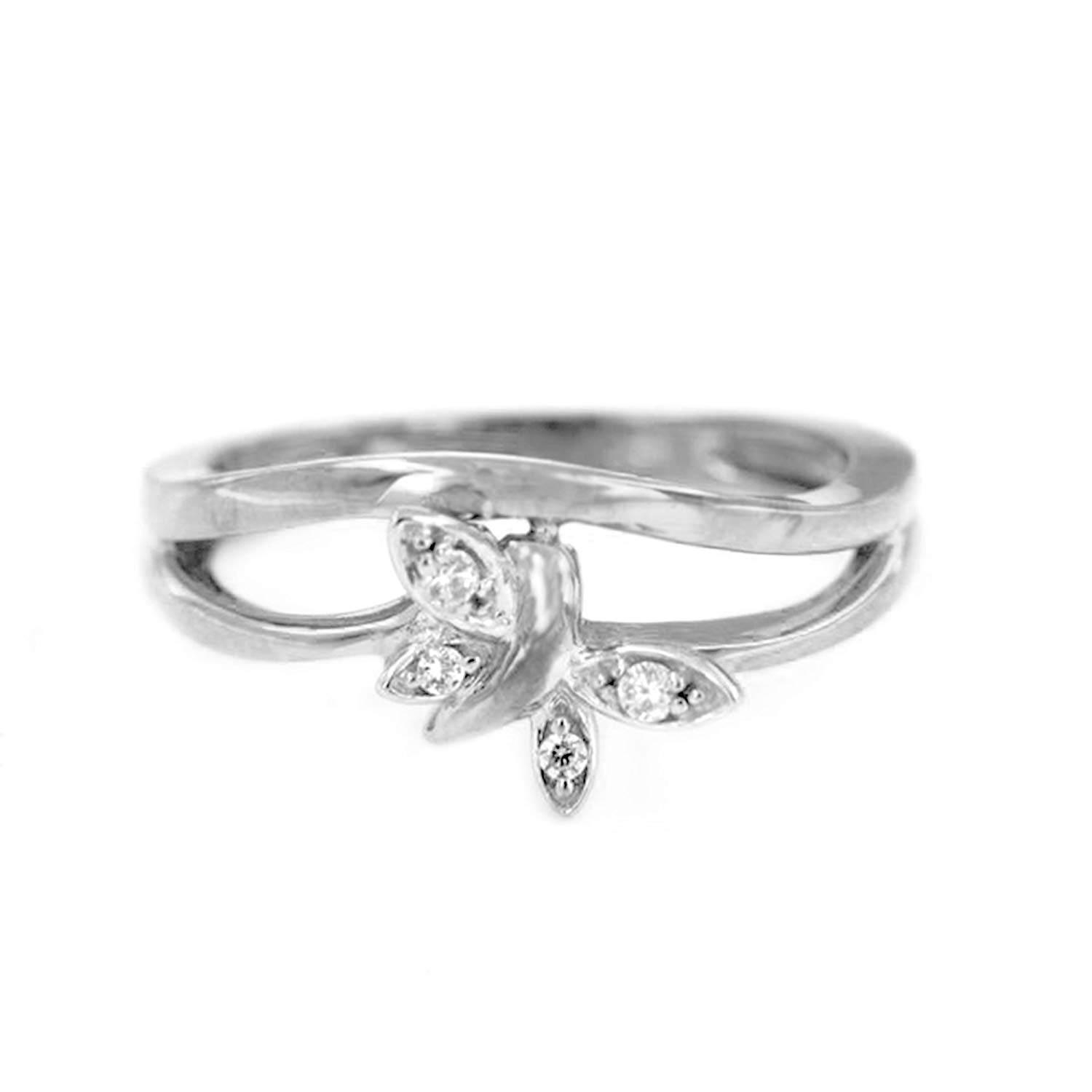 atjewels 14K White Gold On 925 Sterling Round 0.08 CT Round White CZ Butterfly Ring MOTHER'S DAY SPECIAL OFFER - atjewels.in