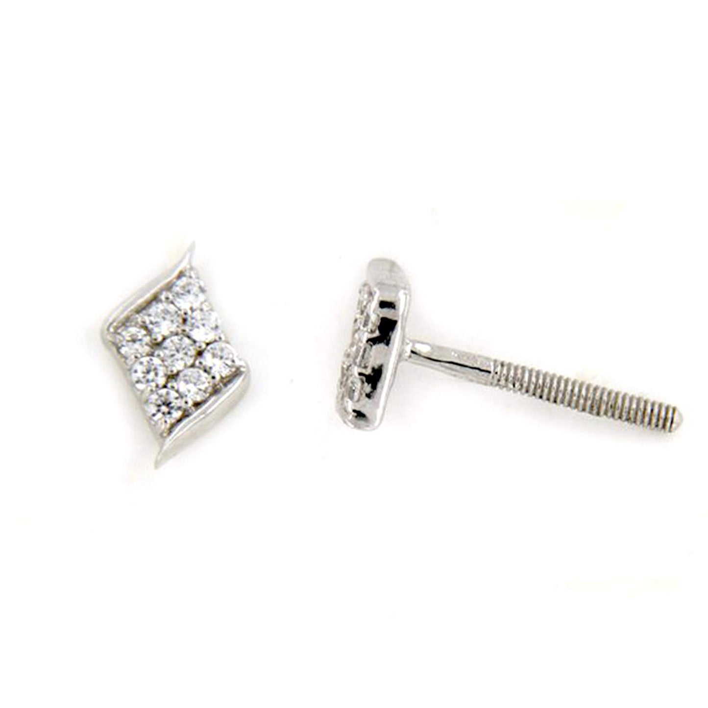 atjewels Women's Daily Use White CZ Engagement Stud Earrings in 18k White Gold Over 925 Sterling MOTHER'S DAY SPECIAL OFFER - atjewels.in