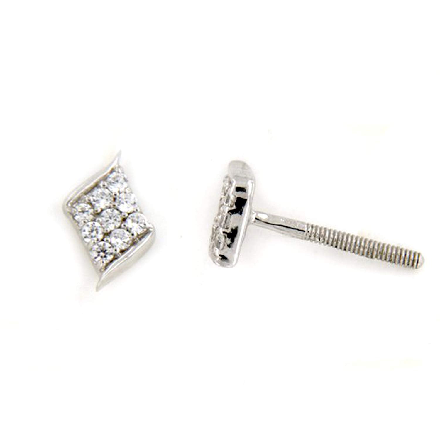 atjewels Women's Daily Use White CZ Engagement Stud Earrings in 18k White Gold Over 925 Sterling MOTHER'S DAY SPECIAL OFFER - atjewels.in