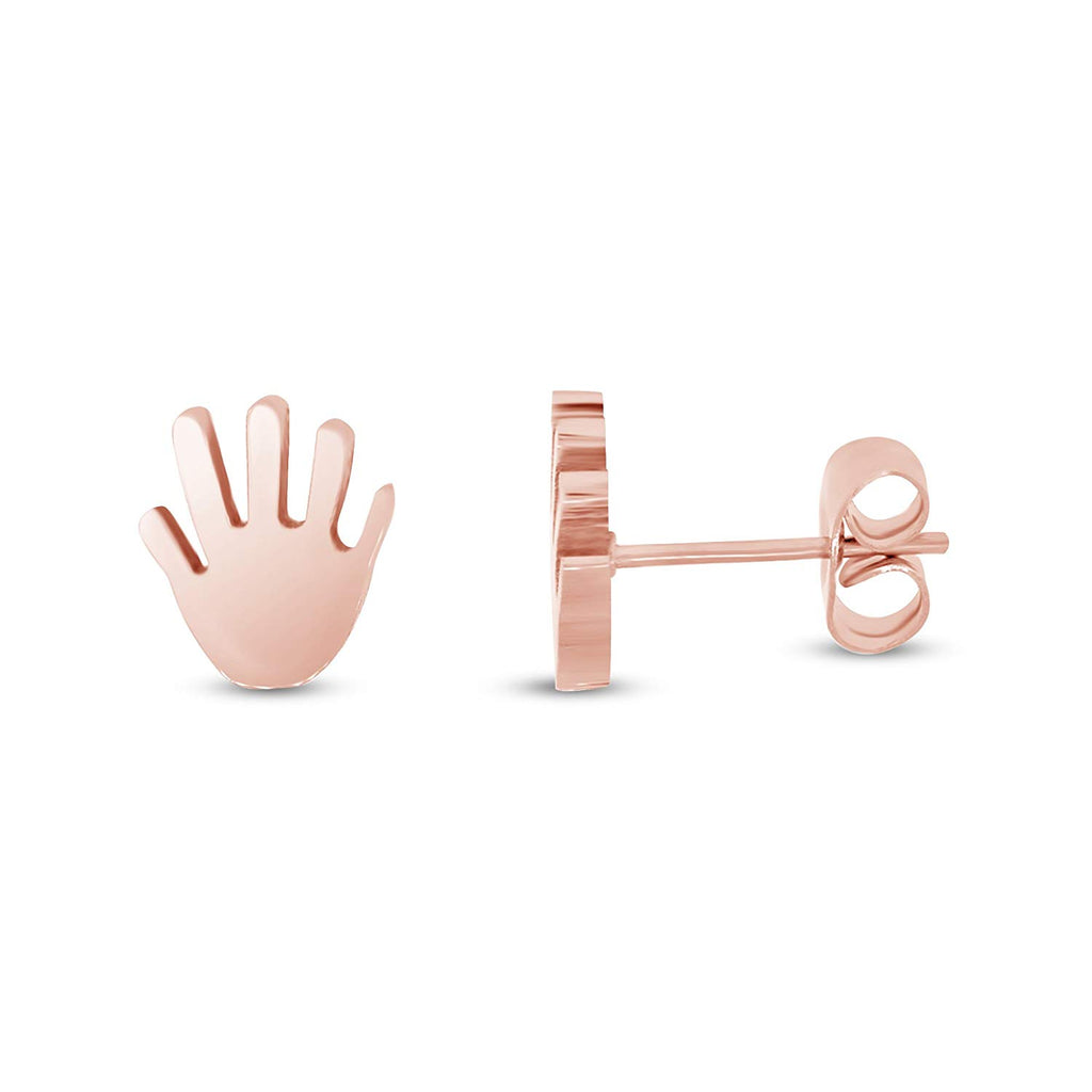 atjewels 14k Rose Gold Over .925 Sterling Silver Hand stud Earrings MOTHER'S DAY SPECIAL OFFER - atjewels.in