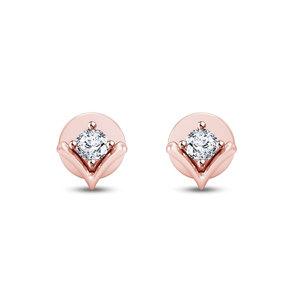 atjewels 18K Rose Gold Over 925 Silver Round White CZ V Shaped Engagement Earrings MOTHER'S DAY SPECIAL OFFER - atjewels.in