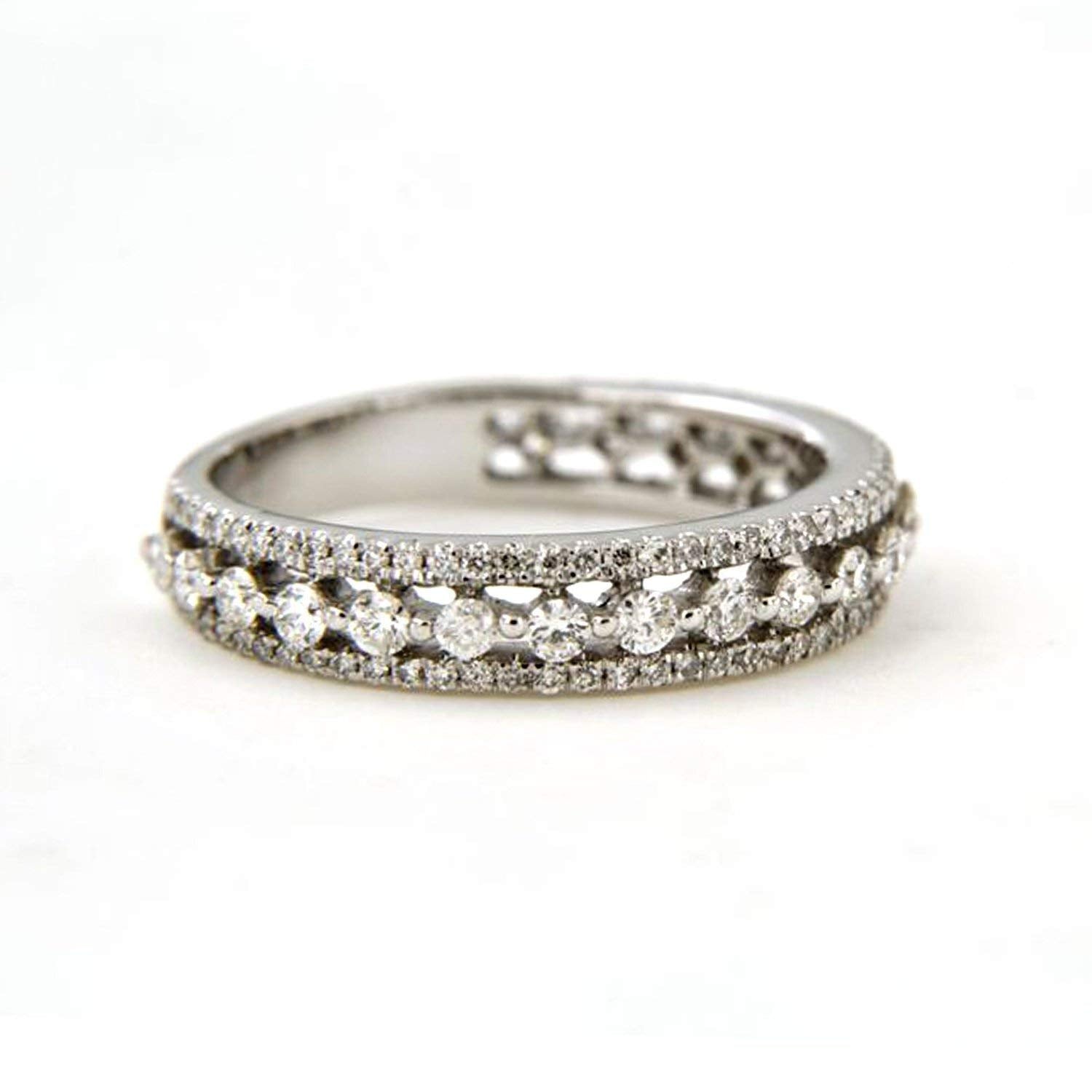 atjewels 14K White Gold Over 925 Sterling Silver Round White CZ Eternity Band Ring MOTHER'S DAY SPECIAL OFFER - atjewels.in
