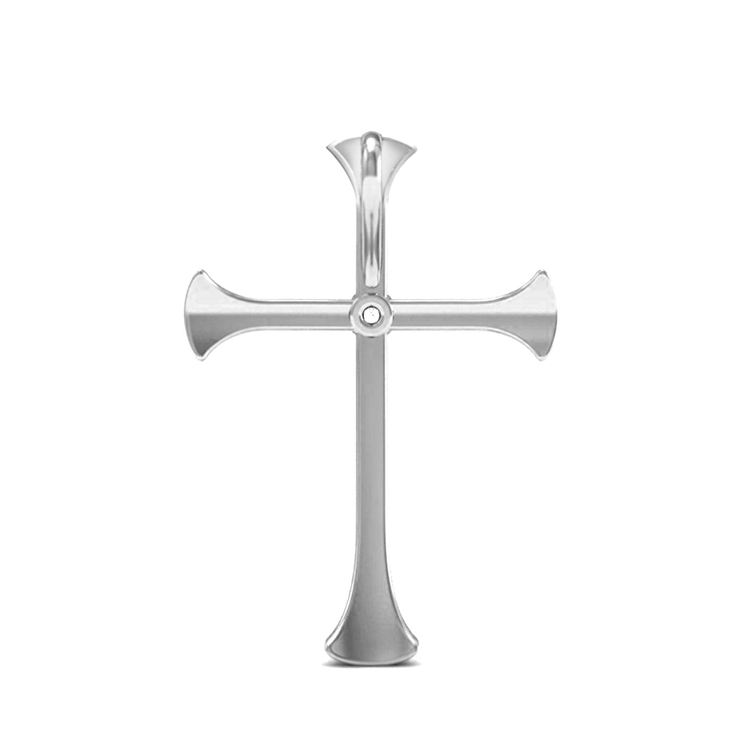 atjewels Cross Pendant In 14k White Gold Plated on 925 Silver White Zirconia MOTHER'S DAY SPECIAL OFFER - atjewels.in