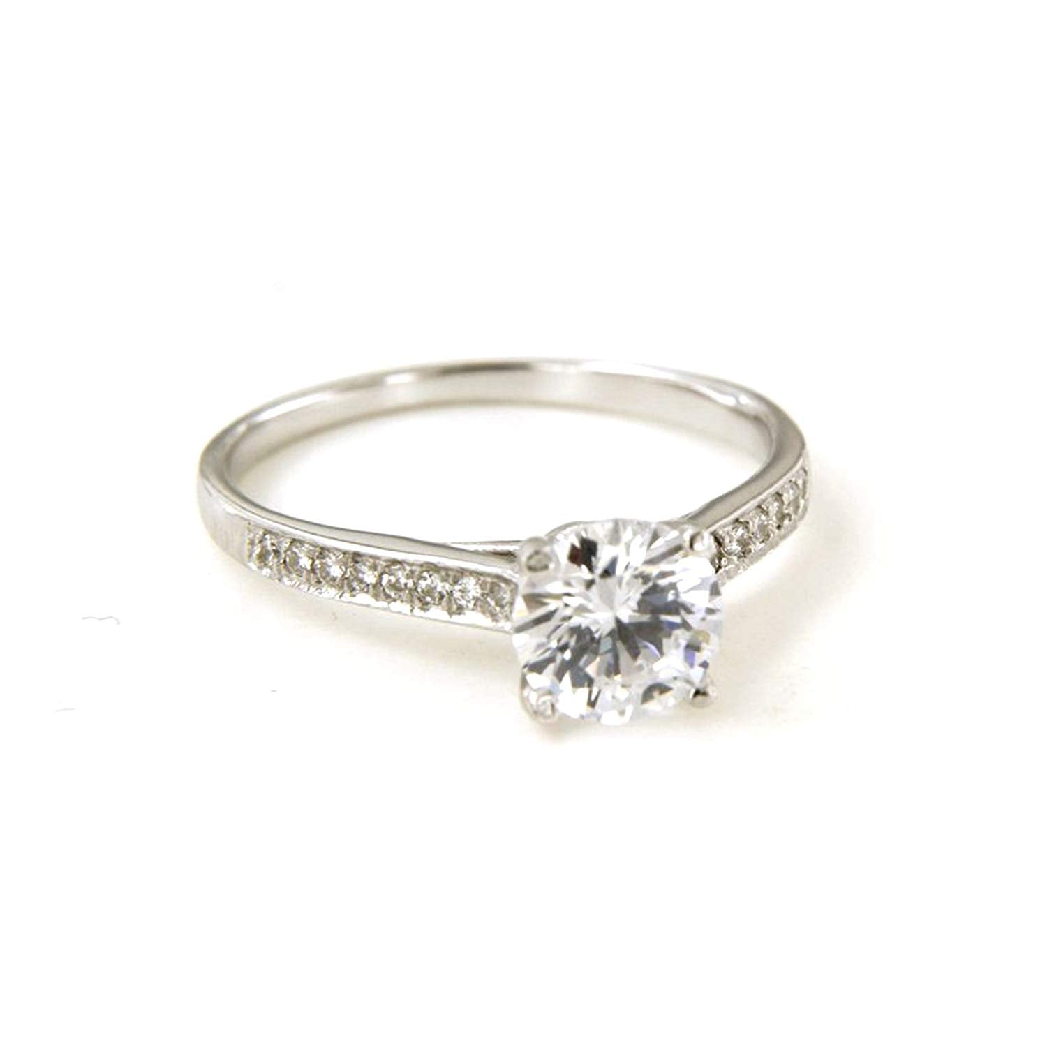 atjewels Round Cut White Cubic Zirconia .925 Sterling Silver Solitaire W/ Accents Ring For Women's MOTHER'S DAY SPECIAL OFFER - atjewels.in