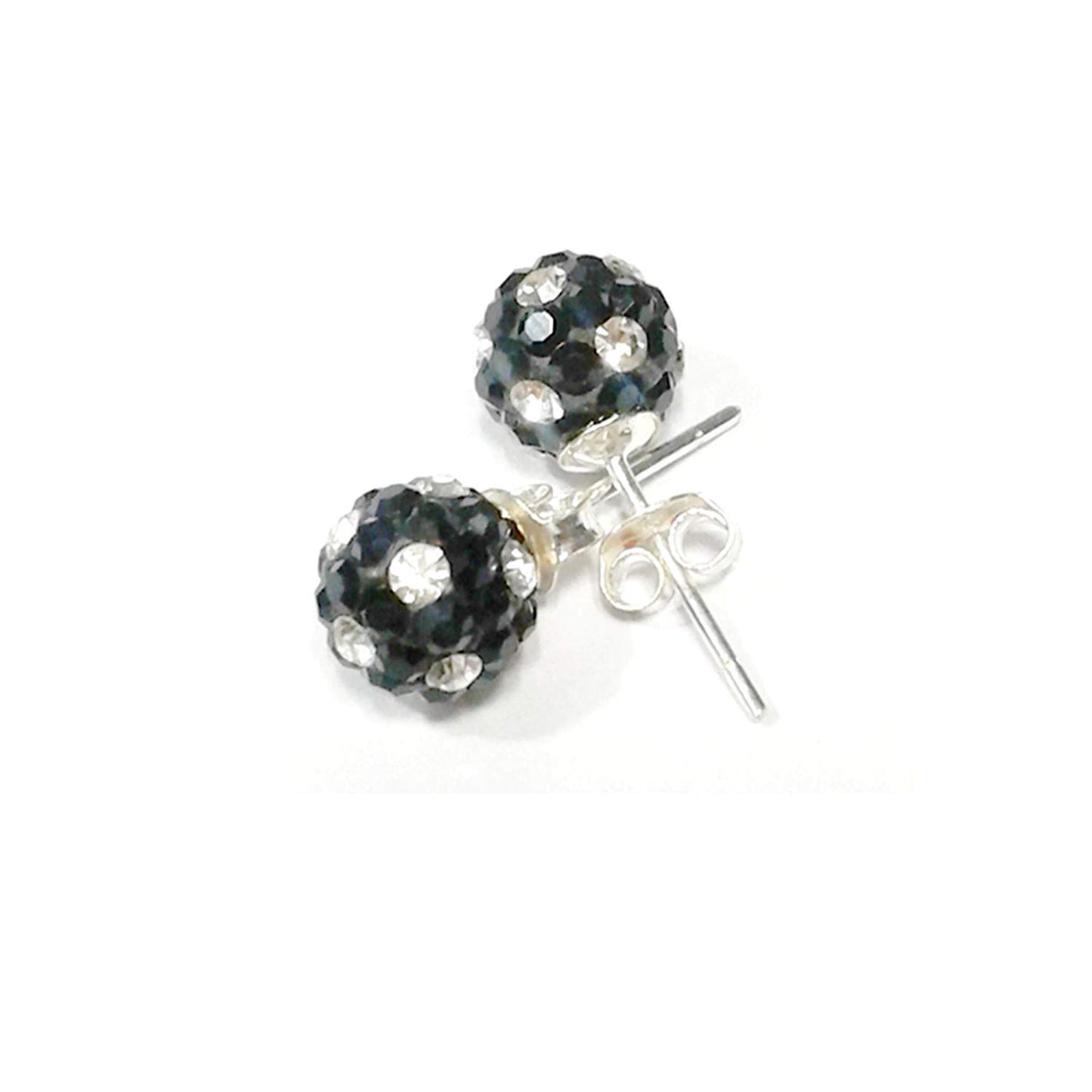 atjewels Round Cut Crystal Sterling Silver Pave Ball Stud Earrings, Crystal Fireball Disco Ball Earrings 1 Pair For Girl's and Women's Fancy Party Wear Earrings - atjewels.in