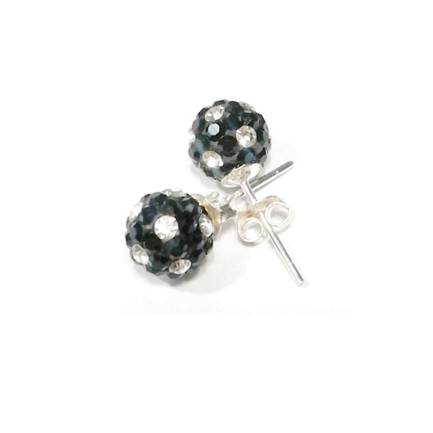 atjewels Round Cut Crystal Sterling Silver Pave Ball Stud Earrings, Crystal Fireball Disco Ball Earrings 1 Pair For Girl's and Women's Fancy Party Wear Earrings - atjewels.in