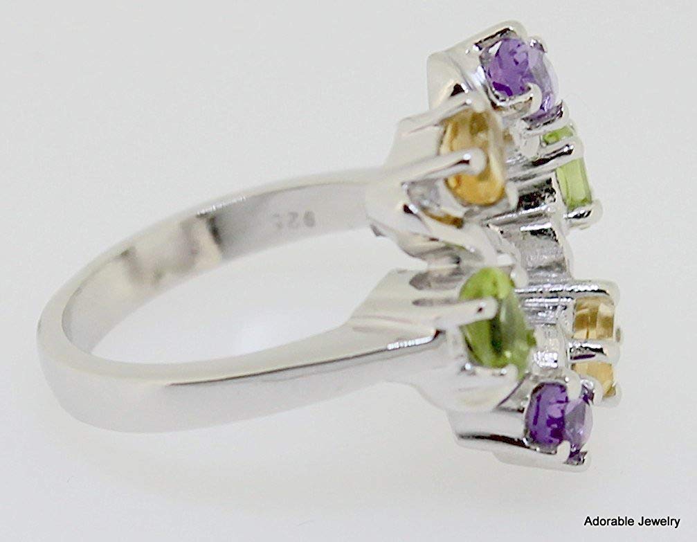 atjewels 925 Sterling Silver Oval Cut MultiColor Stone Cocktail Ring Size US 6.5 MOTHER'S DAY SPECIAL OFFER - atjewels.in