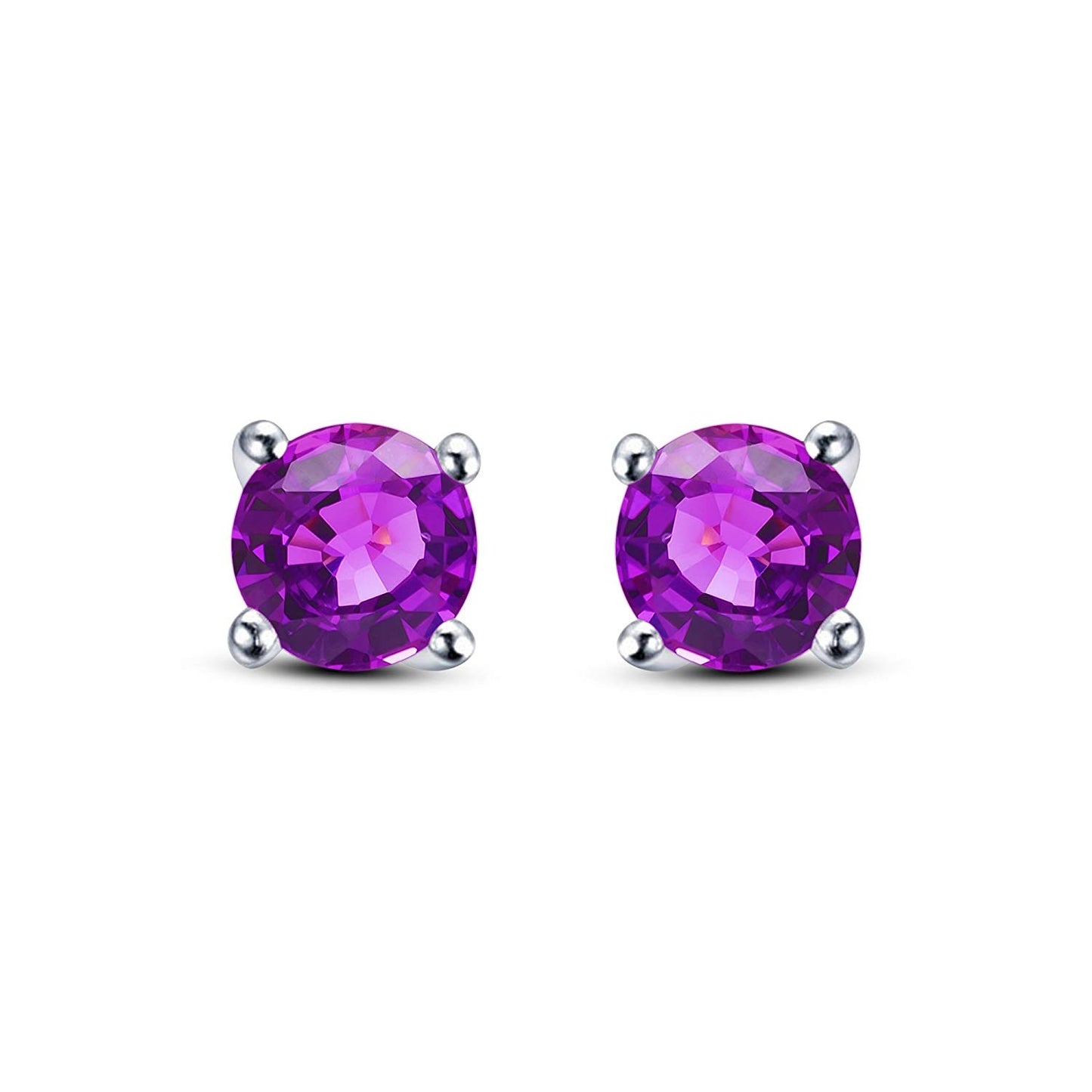 1/4 Ct 14K Gold Over 925 Sterling Silver Round Cut Gemstone Multi Color Solitaire Stud Earrings For Women's - atjewels.in