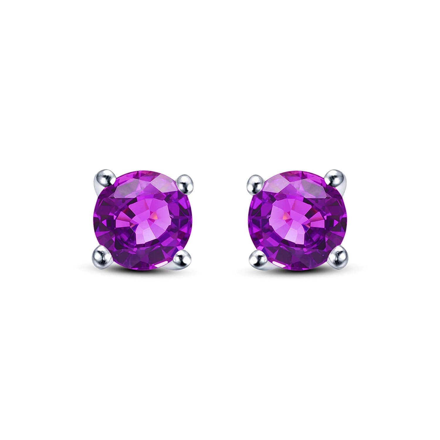 1/4 Ct 14K Gold Over 925 Sterling Silver Round Cut Gemstone Multi Color Solitaire Stud Earrings For Women's - atjewels.in
