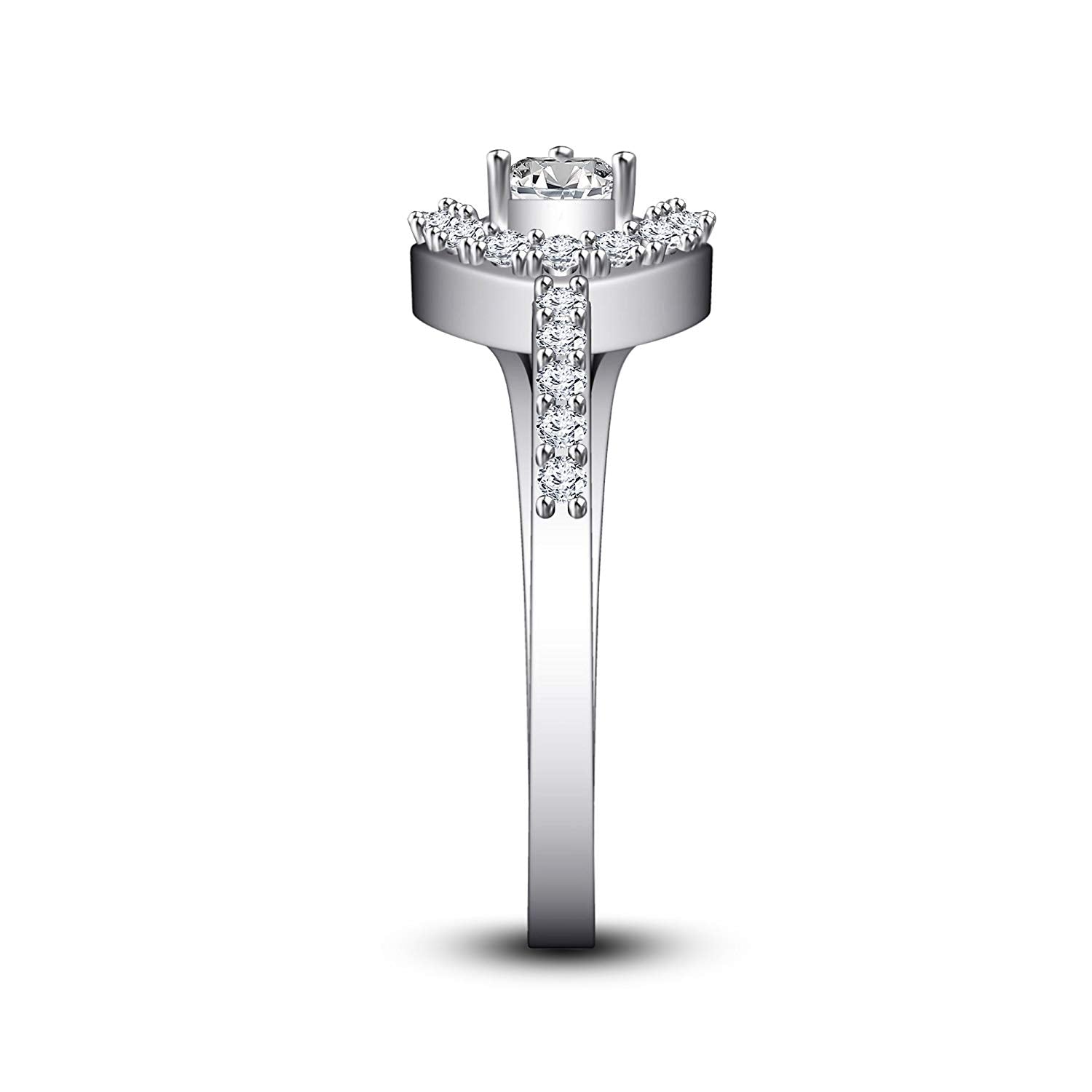 atjewels 14K White Gold Over 925 Sterling White Pear and Round CZ Engagement & Wedding Ring Size US 7 MOTHER'S DAY SPECIAL OFFER - atjewels.in