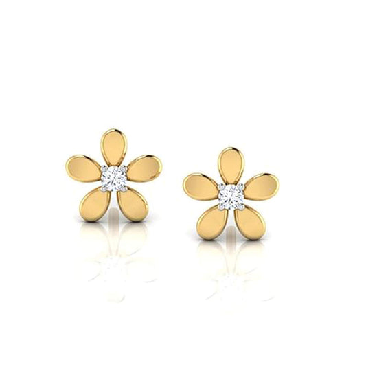 atjewels Round White Cubic Zirconia 14K Yellow Gold Over 925 Sterling Silver 925 Flower Stud Earrings MOTHER'S DAY SPECIAL OFFER - atjewels.in