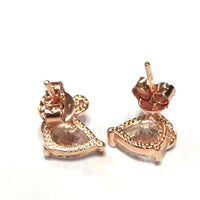 atjewels Pear & Round Cut Pink Sapphire & White CZ 14k Rose Gold Over 925 Sterling Silver Duck Stud Earrings For Girl's and Women's For MOTHER'S DAY SPECIAL OFFER - atjewels.in